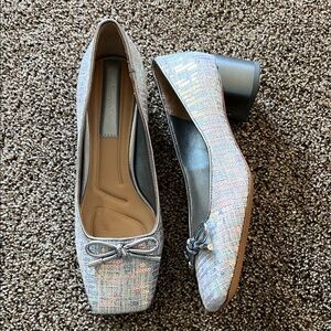 Franco Sarto Silver sequin heels sz 7 women’s